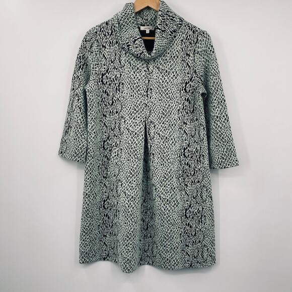 Tyler Boe Kim Mini Dress Cowl Neck Knit Snake Python Pattern Mint Green Black S - Picture 2 of 8